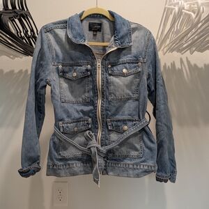 Lucky Brand Light Blue Denim Jacket with Belted Waist